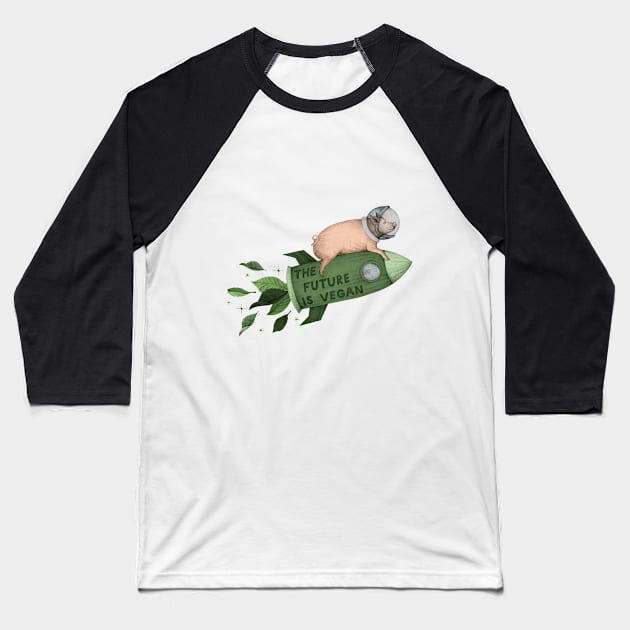 space pig - green Baseball T-Shirt by KindSpirits